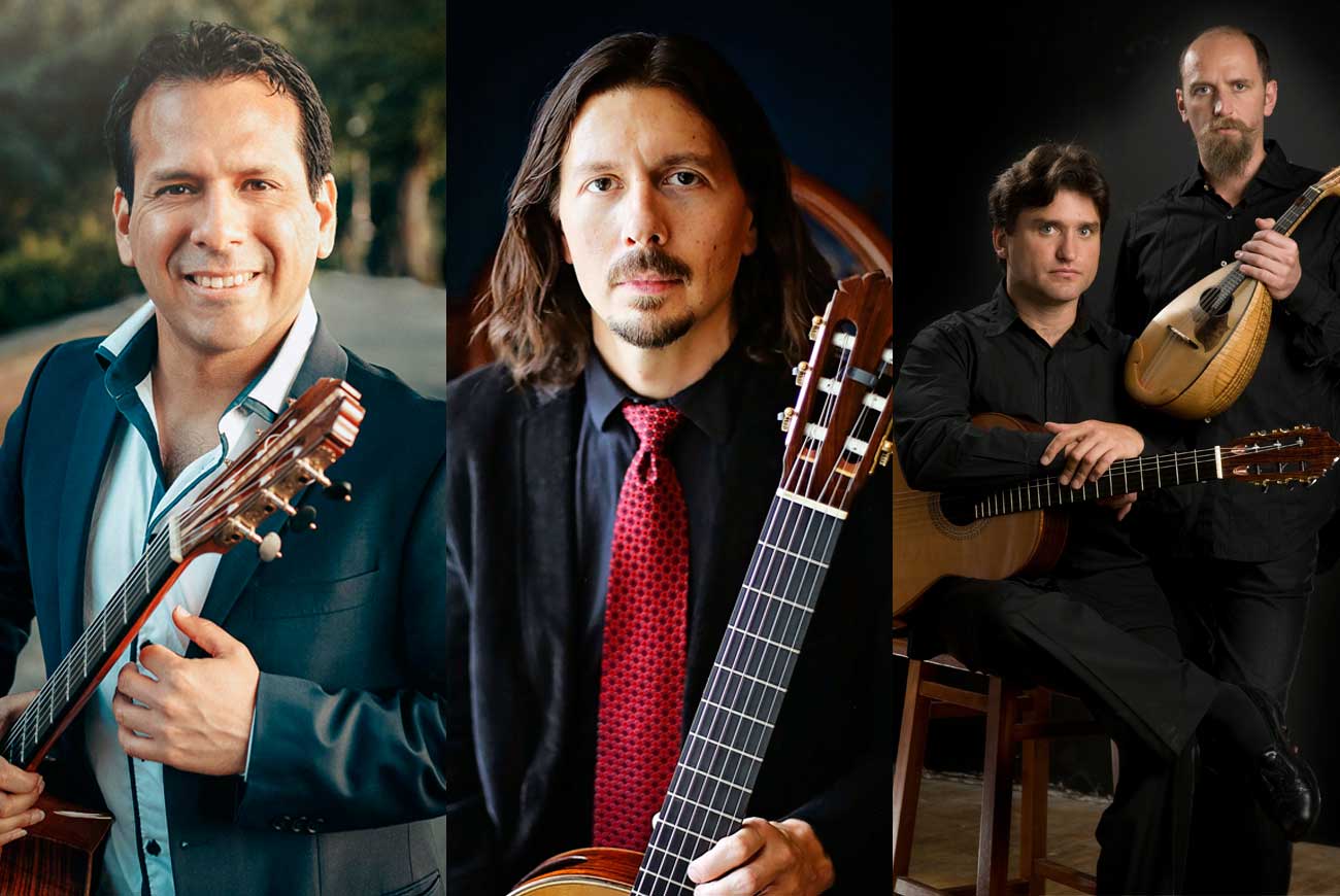 Links: Juan Carlos Arancibia | Mitte: Stephen Mattingly | Rechts: Rene Izquierdo & Carlo Aonzo Konzert beim Gitarren-Festival Iserlohn 2025 : Links: Juan Carlos Arancibia | Mitte: Stephen Mattingly | Rechts: Rene Izquierdo & Carlo Aonzo