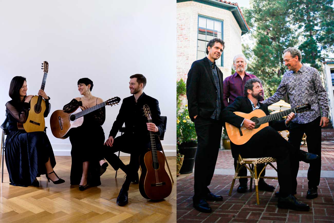 Links: Salzburg Guitar Trio | Rechts: Los Angeles Guitar Quartet Konzert beim Gitarren-Festival Iserlohn 2025 : Links: Salzburg Guitar Trio | Rechts: Los Angeles Guitar Quartet